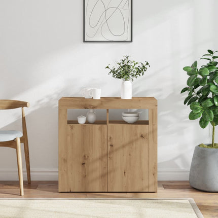 Credenza con Luci LED Artigianale 80x35x75 cm in Truciolato