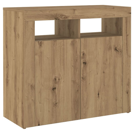 Credenza con Luci LED Artigianale 80x35x75 cm in Truciolato