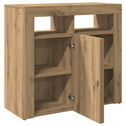 Credenza con Luci LED Artigianale 80x35x75 cm in Truciolato