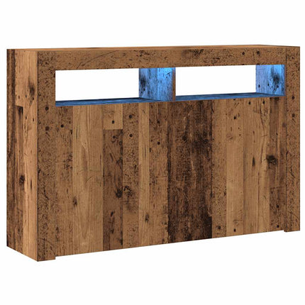 Credenza con Luci LED Legno Antico 115,5x30x75 cm in Truciolato