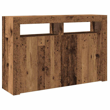 Credenza con Luci LED Legno Antico 115,5x30x75 cm in Truciolato