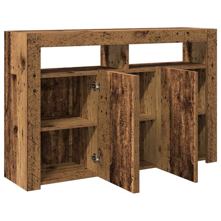 Credenza con Luci LED Legno Antico 115,5x30x75 cm in Truciolato