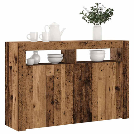 Credenza con Luci LED Legno Antico 115,5x30x75 cm in Truciolato