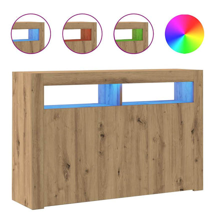 Credenza con Luci LED Artigianale 115,5x30x75 cm in Truciolato