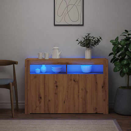 Credenza con Luci LED Artigianale 115,5x30x75 cm in Truciolato