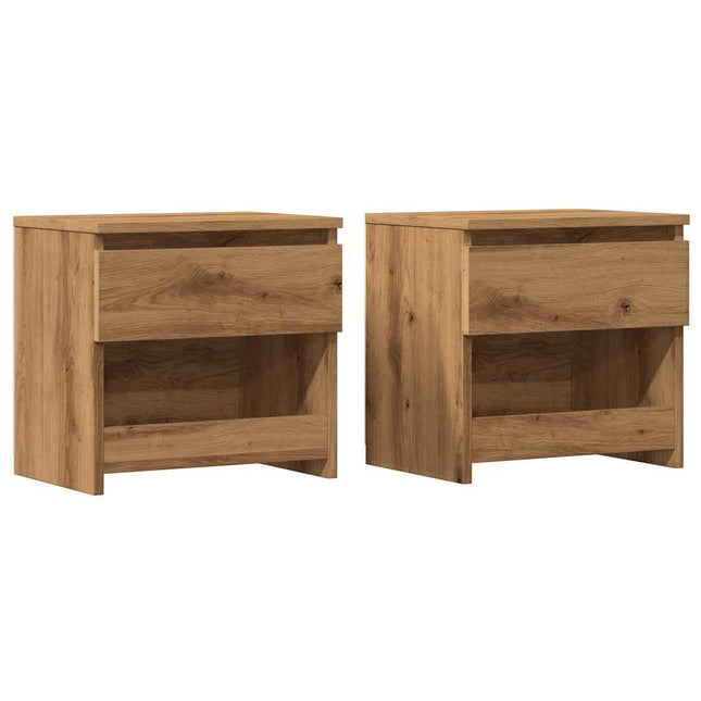 Comodini 2pz Rovere Artigianale 40x30x39cm in Legno Multistrato