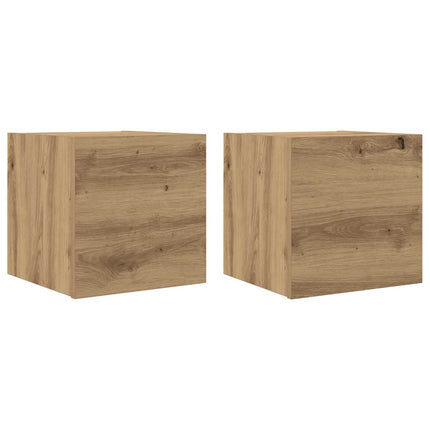 Armadietti TV Montati a Parete 2pz Artigianale 30,5x30x30 cm