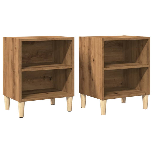 Comodini Rovere Artigianale 2 pz 40x30x50 cm Legno Multistrato