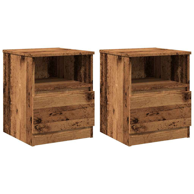 Comodini 2 pz Legno Antico 40x40x50 cm in Legno Multistrato