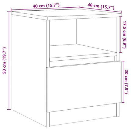Comodini 2 pz Legno Antico 40x40x50 cm in Legno Multistrato