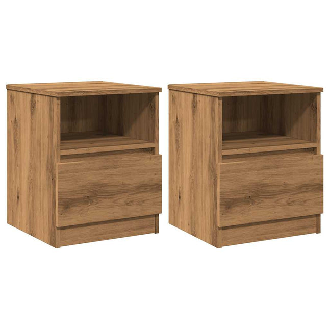 Comodini 2 pz Rovere Artigianale 40x40x50 cm Legno Multistrato