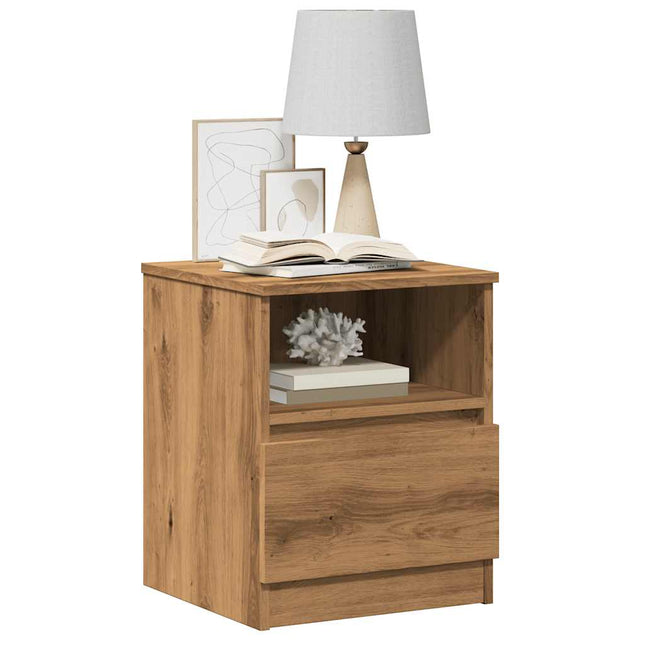 Comodini 2 pz Rovere Artigianale 40x40x50 cm Legno Multistrato