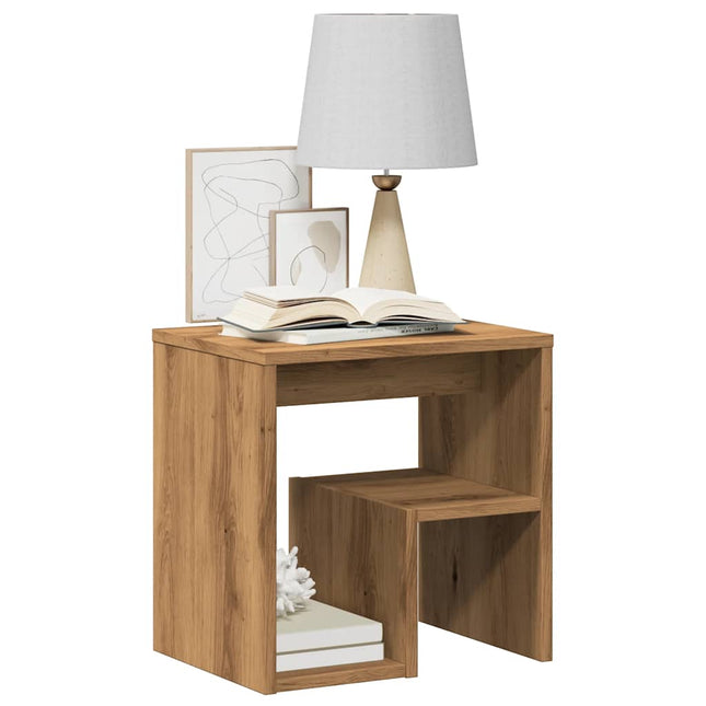Comodini 2pz Rovere Artigianale 40x30x40 cm in Truciolato