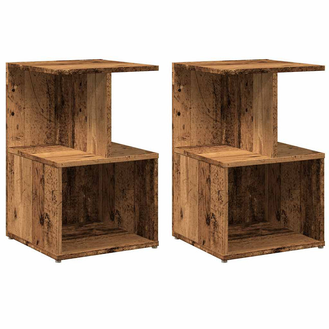 Comodini Legno Vecchio 2 pz 35x35x55 cm in Legno Multistrato