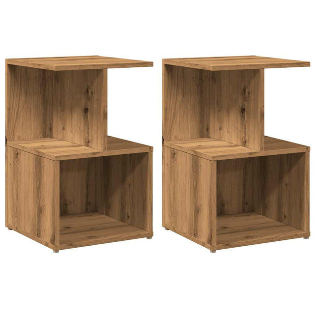 Comodini 2pz Rovere Artigianale 35x35x55 cm Legno Multistrato
