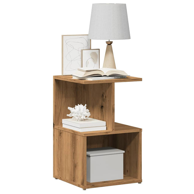 Comodini 2pz Rovere Artigianale 35x35x55 cm Legno Multistrato