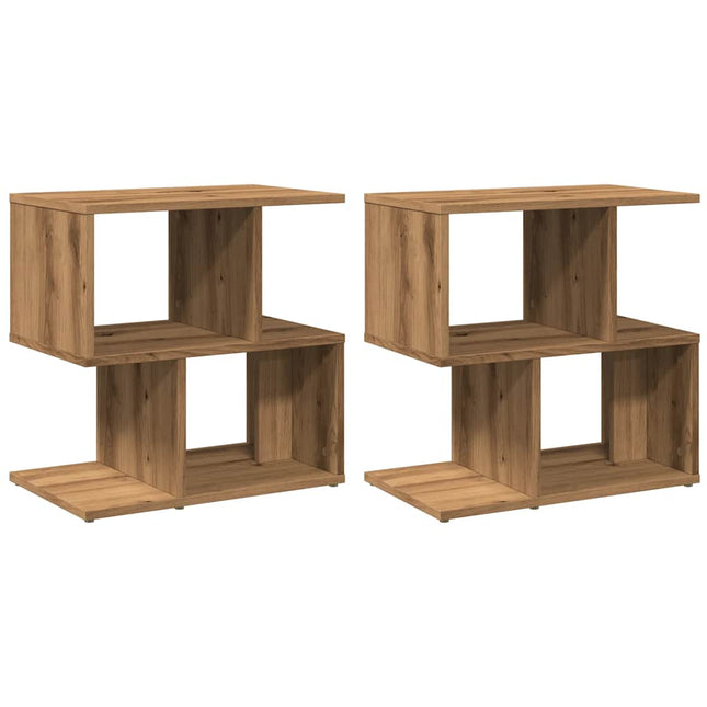 Comodini 2pz Rovere Artigianale 50x30x51,5 cm Legno Multistrato