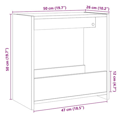 Tavolino Rovere Artigianale 50x26x50 cm in Legno Multistrato
