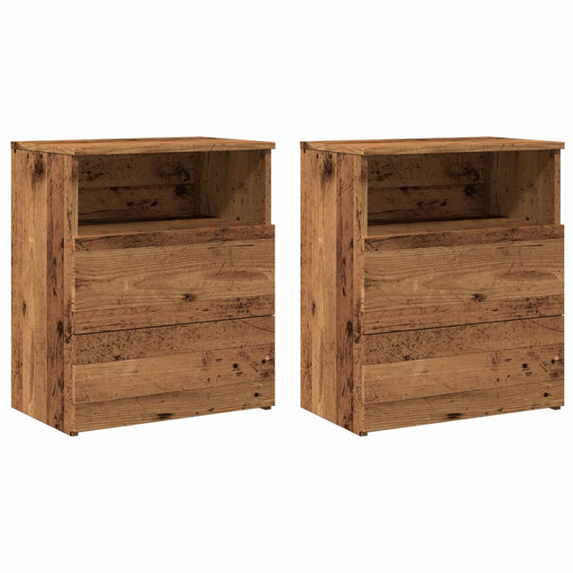 Comodini Legno Antico 2 pz 50x32x60 cm in Legno Multistrato
