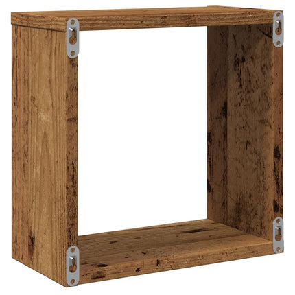 Mensole Parete a Cubo 2 pz Legno Vecchio 30x15x30 cm Truciolato