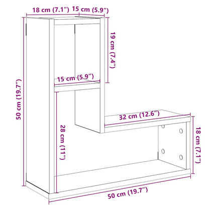 Mensole a Cubo Muro 2 pz Legno Antico 50x15x50 cm in Truciolato