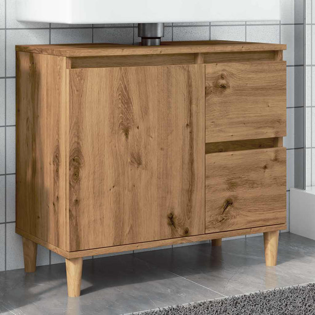 Mobile Sottolavabo Rovere Artigianale 65x33x60 cm in Truciolato