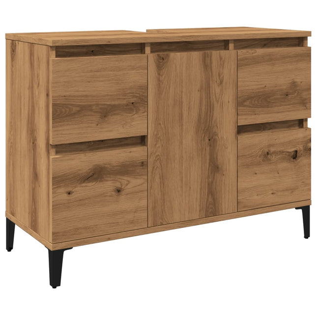 Mobile Lavabo Rovere Artigianale 80x33x60 cm Legno Multistrato