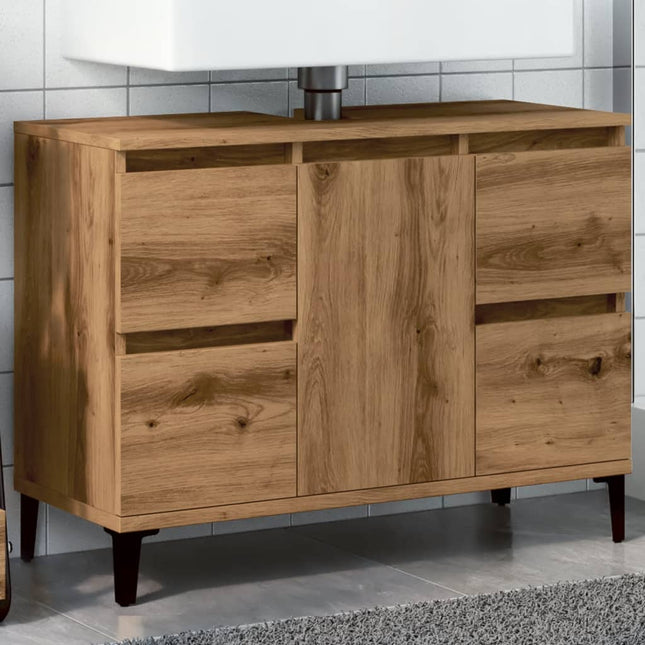 Mobile Lavabo Rovere Artigianale 80x33x60 cm Legno Multistrato