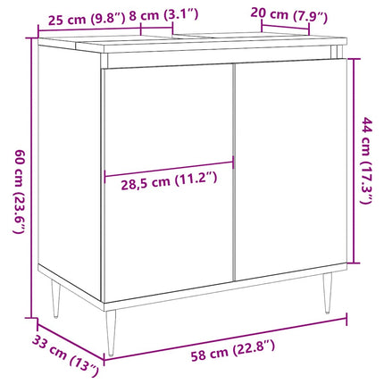 Armadietto da Bagno Grigio Cemento 58x33x60cm in Truciolato