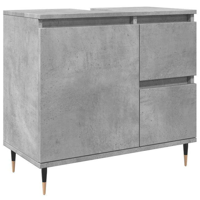 Armadietto da Bagno Grigio Cemento 65x33x60cm in Truciolato