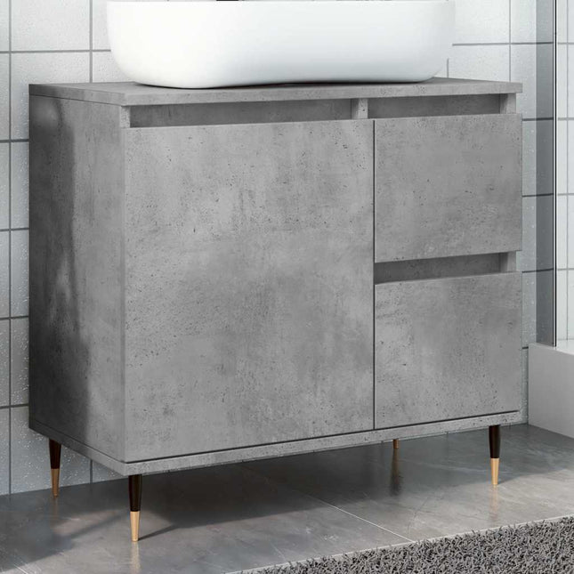 Armadietto da Bagno Grigio Cemento 65x33x60cm in Truciolato