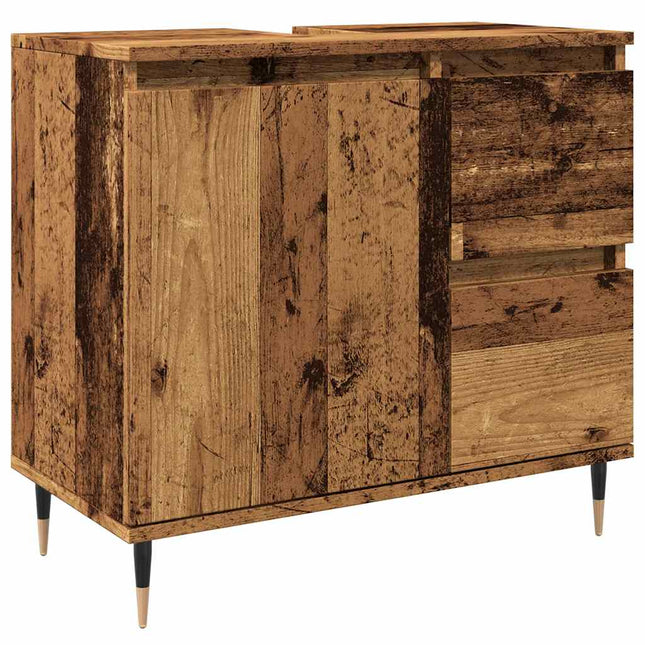 Armadietto da Bagno Legno Antico 65x33x60 cm in Truciolato