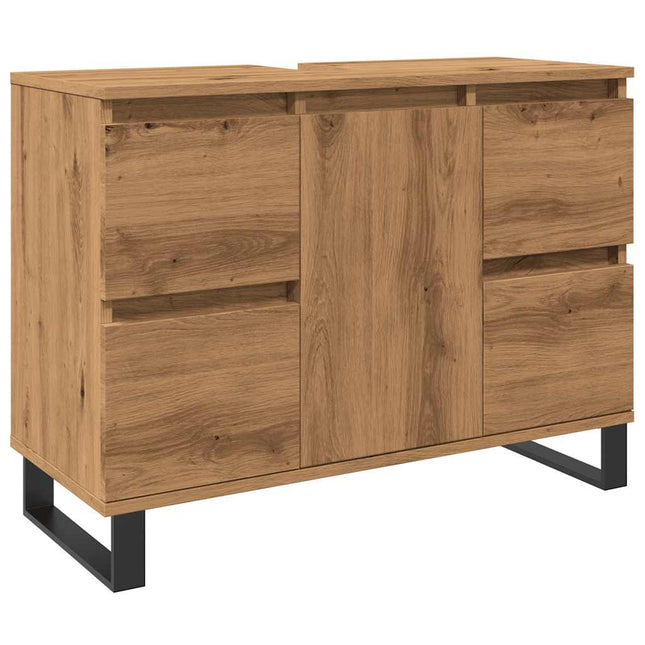 Mobiletto da Bagno Rovere Artigianale 80x33x60 cm in Truciolato