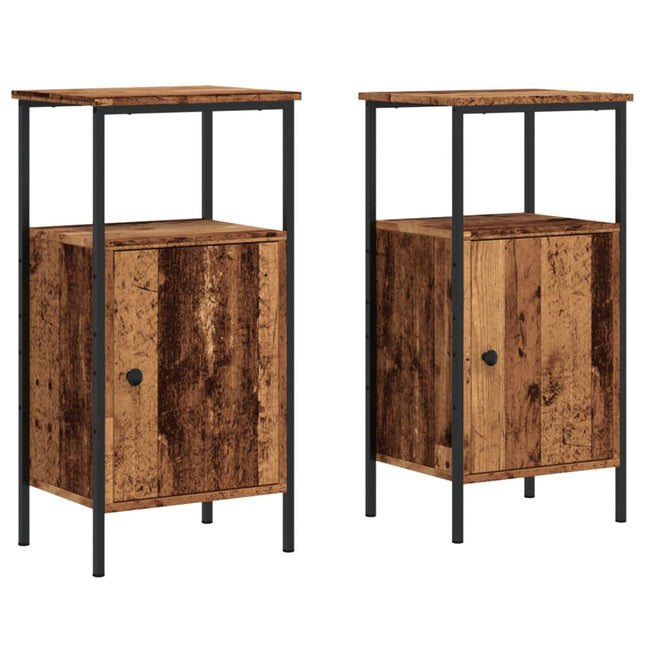 Comodini Legno Antico 2 pz 41x31x80 cm in Legno Multistrato