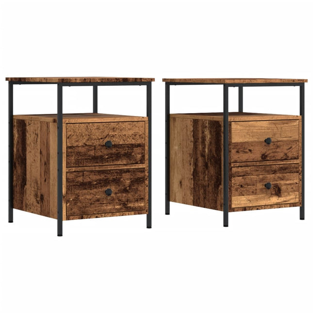 Comodini Legno Antico 2 pz 44x45x60 cm in Legno Multistrato