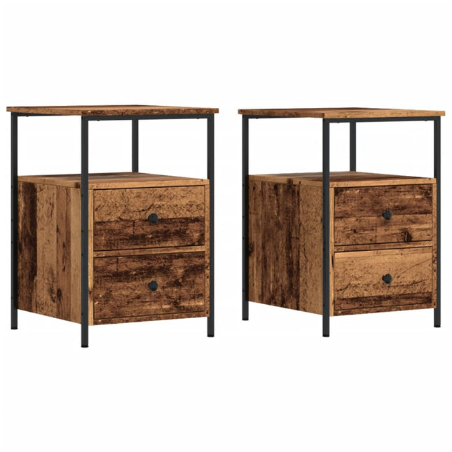Comodini Legno Antico 2 pz 34x35,5x50 cm in Legno Multistrato