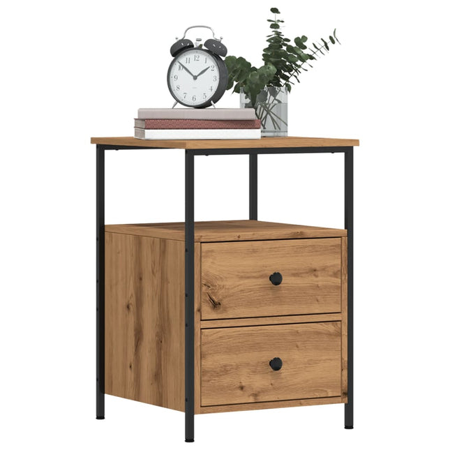 Comodini 2pz Rovere Artigianale 34x35,5x50 cm Legno Multistrato
