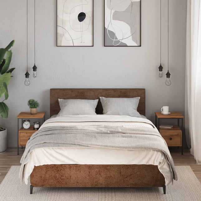 Comodini 2pz Rovere Artigianale 34x36x50cm in Legno Multistrato