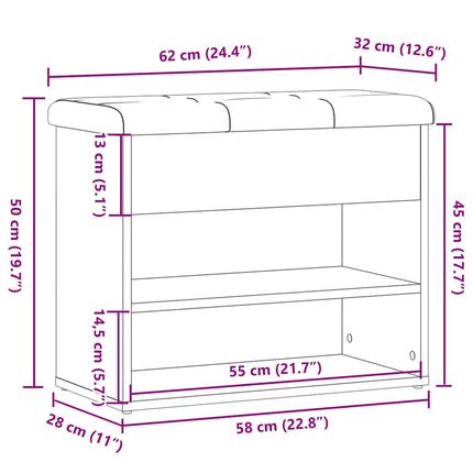 Scarpiera Legno Antico 62x32x50 cm in Legno Multistrato