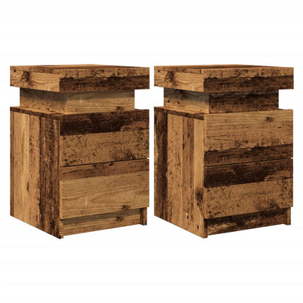 Comodini con LED 2 pz Legno Antico 35x39x55 cm in Truciolato