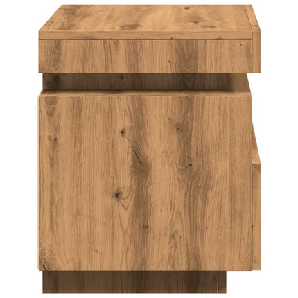 Comodino con Luci LED Rovere Artigianale 40x39x48,5 cm