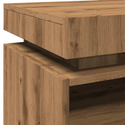 Comodino con Luci LED Rovere Artigianale 40x39x48,5 cm
