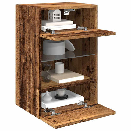 Mobili TV a Parete con Luci LED 2pz Legno Vecchio 40x30x60,5 cm