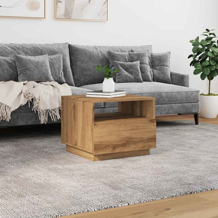 Tavolino da Salotto con Luci LED Rovere Artigianale 50x49x40 cm