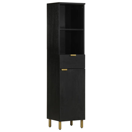 Mobile da Bagno Nero 38x33x160 cm in Legno Massello di Mango