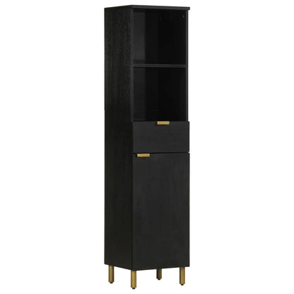 Mobile da Bagno Nero 38x33x160 cm in Legno Massello di Mango