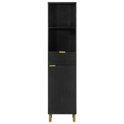 Mobile da Bagno Nero 38x33x160 cm in Legno Massello di Mango