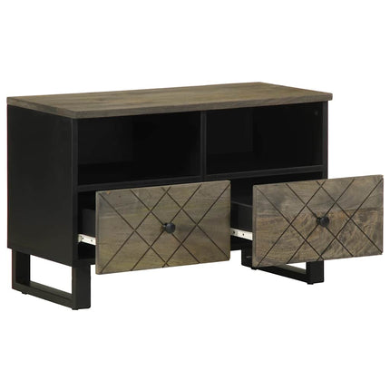 Mobile Porta TV Nero 70x33x46 cm in Legno Massello di Mango