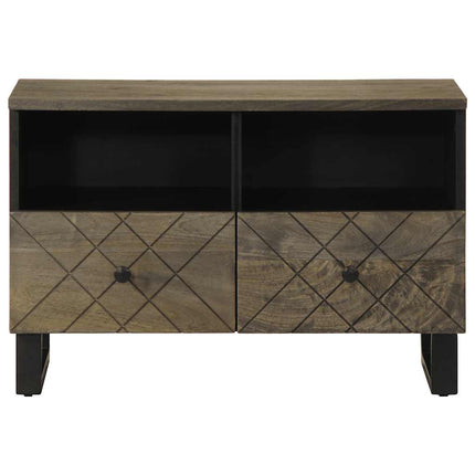 Mobile Porta TV Nero 70x33x46 cm in Legno Massello di Mango