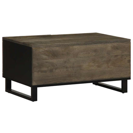 Tavolino da Salotto Nero 80x50x40 cm in Legno Massello di Mango